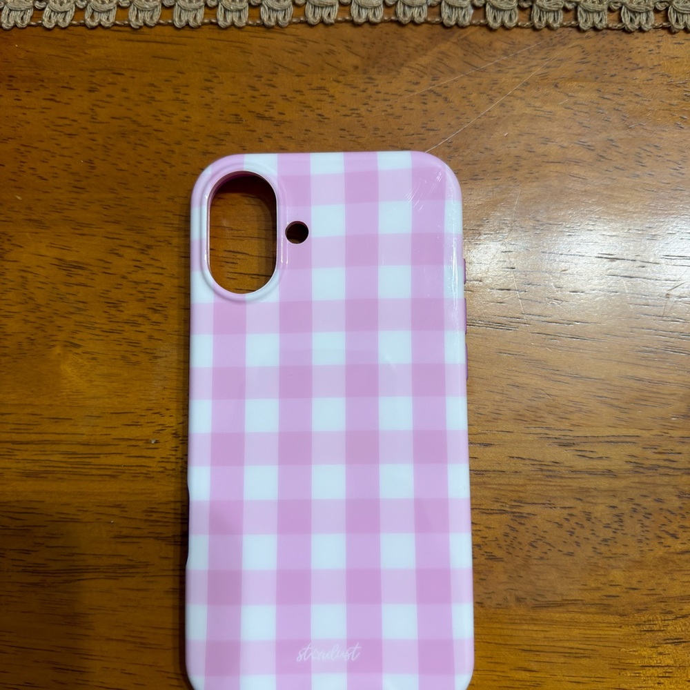Pink Gingham iphone 16plus case